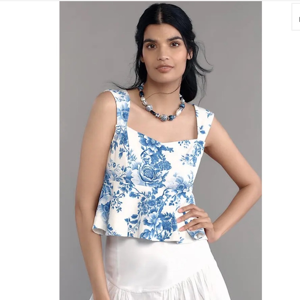 Anthropologie Maeve Square Neck Peplum Top